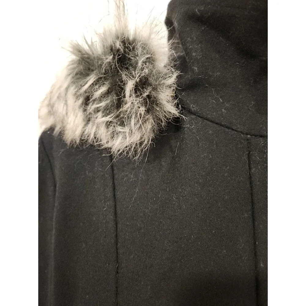 London Fog Coat Womens Extra Large Wool Faux-Fur-Trim Hooded‎ $259 NEW